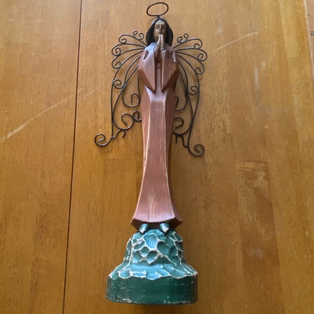 Southern Living at Home Angel Figurine Home Decor Praying Rustic Metal Wings